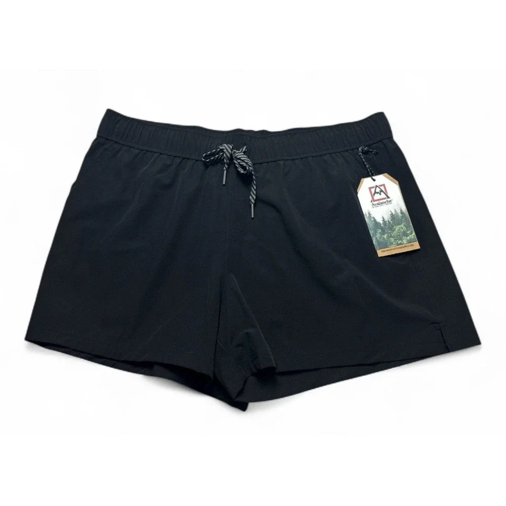 Avalanche Men's XL Hiking Shorts Black Ripstop 4-Way Stretch, UPF 30+, Reflectiv